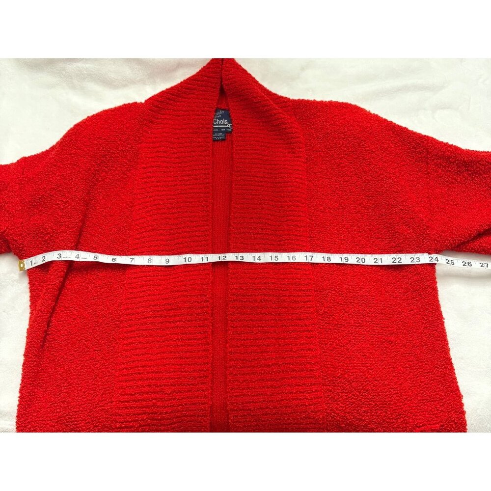 Vintage Le Chois Los Angeles Red Open Front Knit Cardigan Sweater Womens Size L - Picture 9 of 12